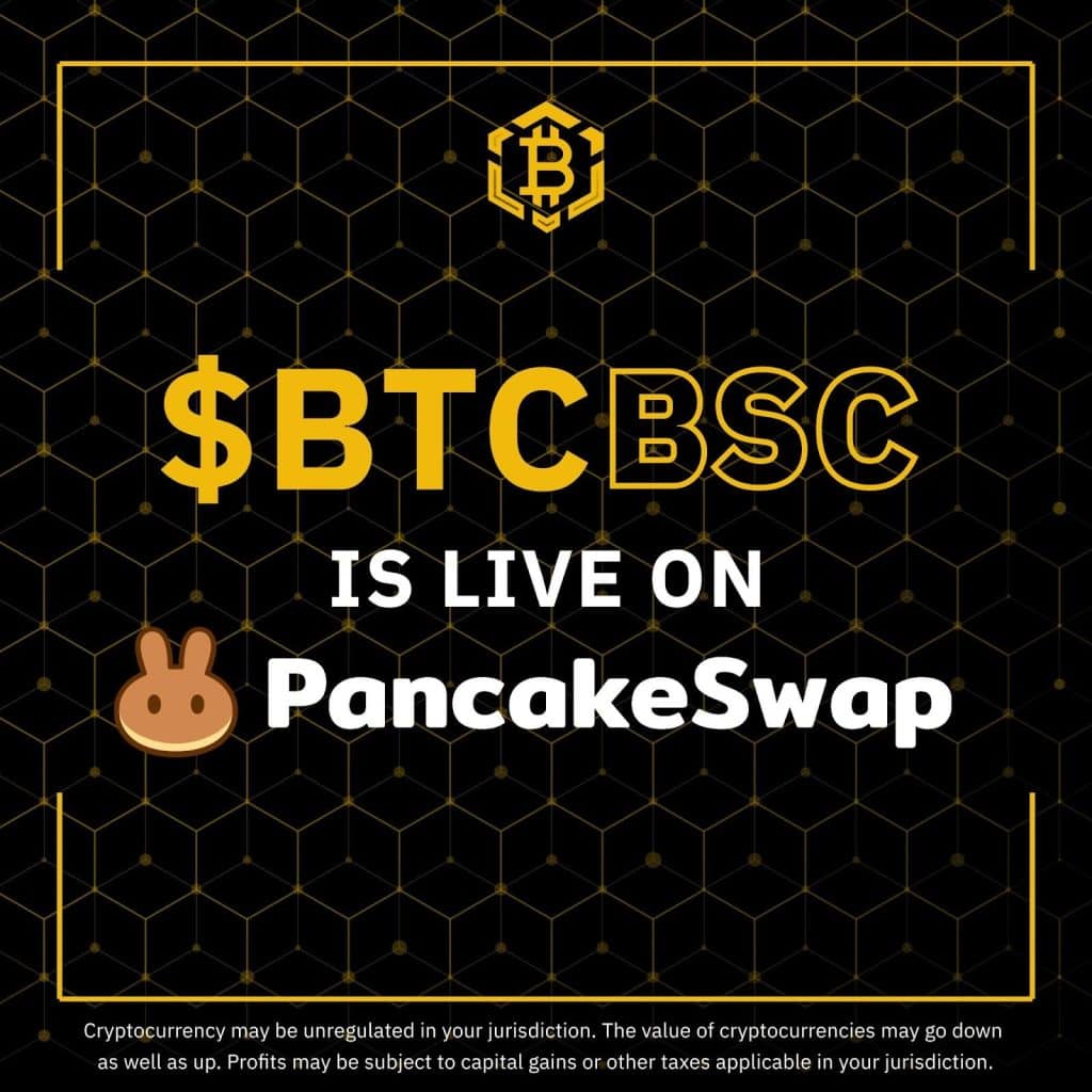 Bitcoin BSC live op pancakeswap
