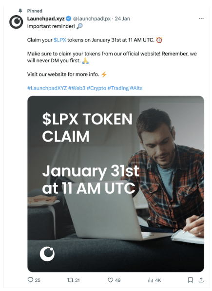 Uitgave $LPX tokens